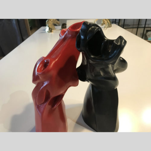 Tête de cheval en resine rouge (Annick RESTLE)