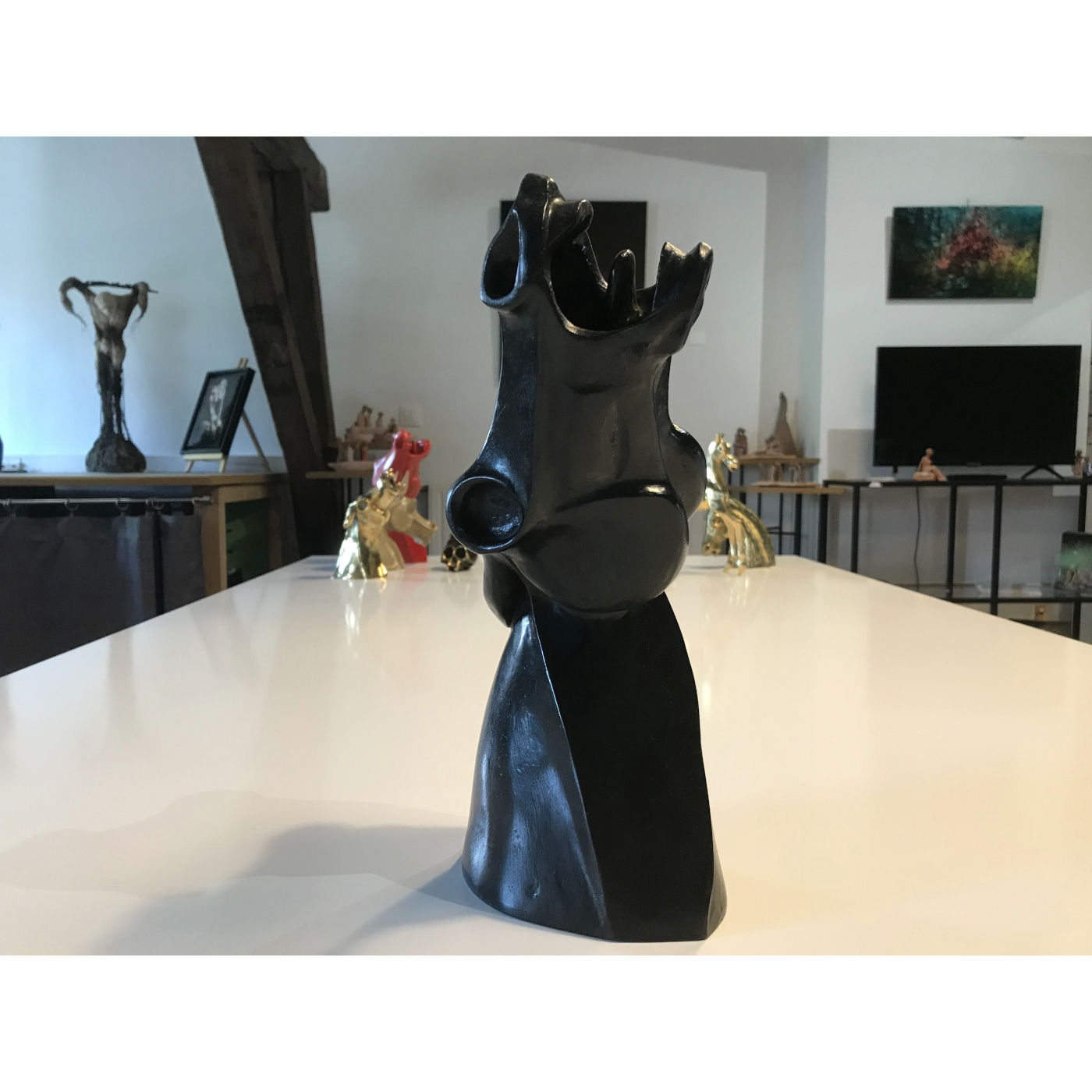 Tête de cheval résine noire (A.Restlé)