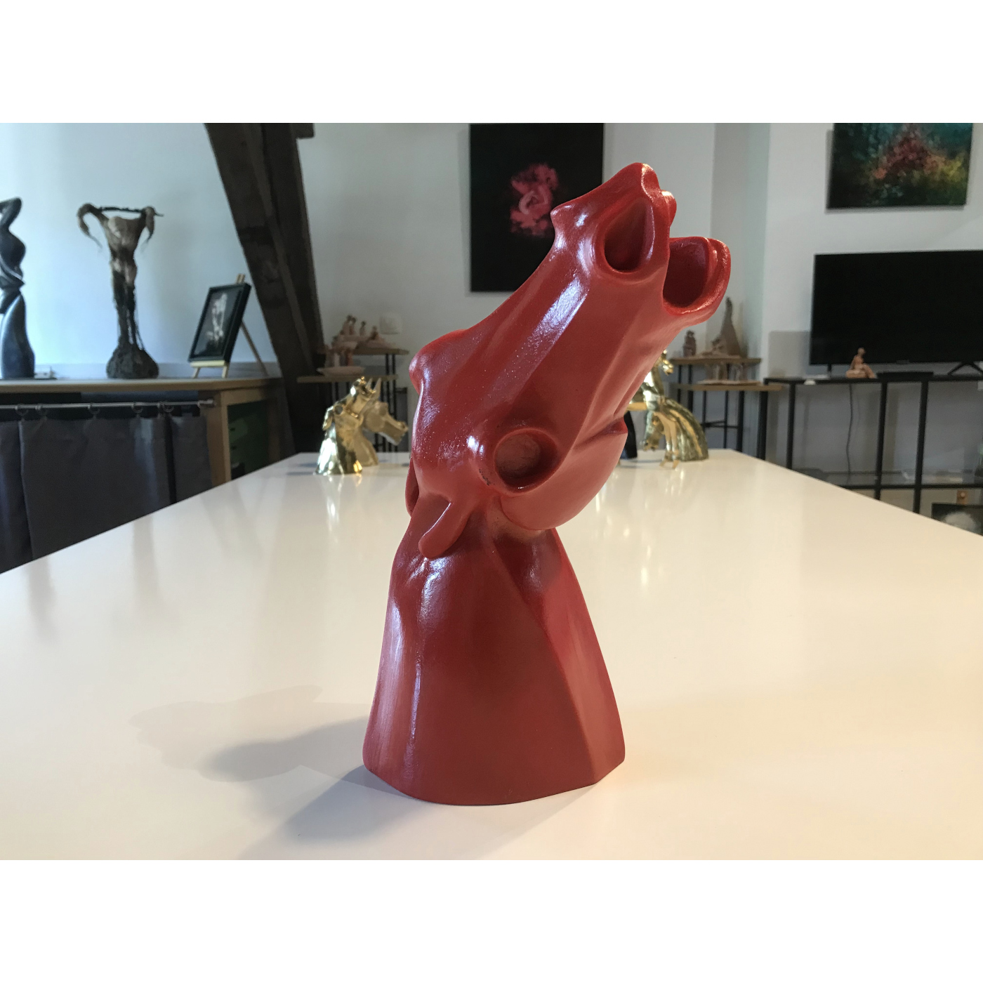 Tête de cheval résine rouge (A.Restlé) – Image 3